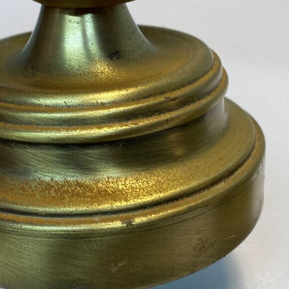 Vintage Wood Brass Set of 2 Candle Holders Homco Gold Tone 9.5"x4" MCM Retro - Picture 14 of 16